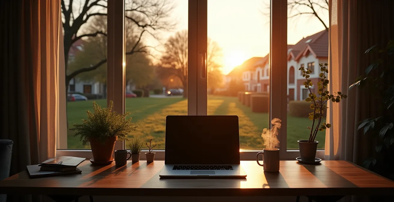 Modern thuiskantoor met uitzicht op groene Vlaamse rand