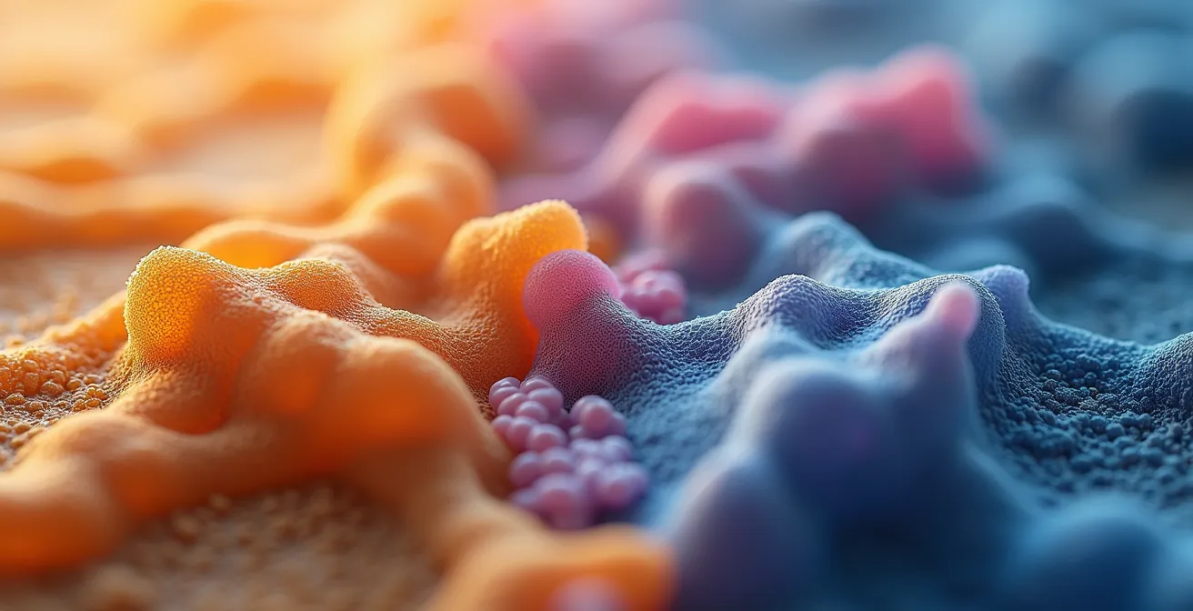 Macrobeeld van gezonde en ongezonde vetcellen visualisatie