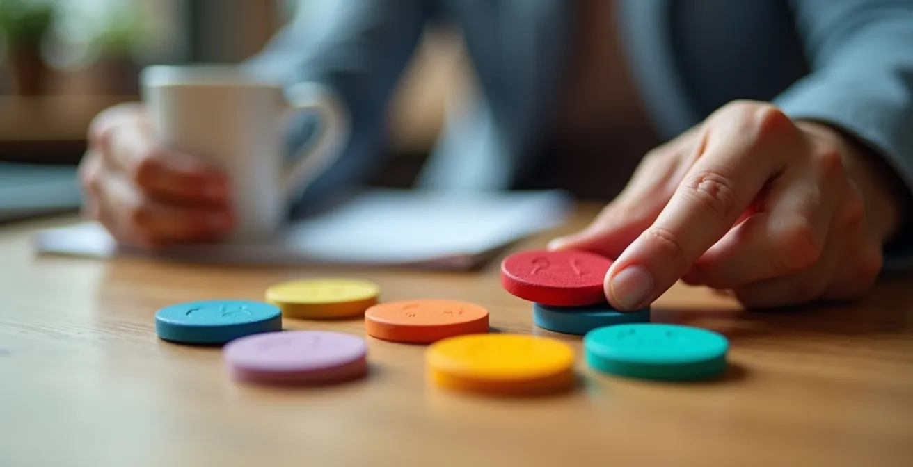 Werknemer maakt keuzes uit verschillende voordelen op abstract bord