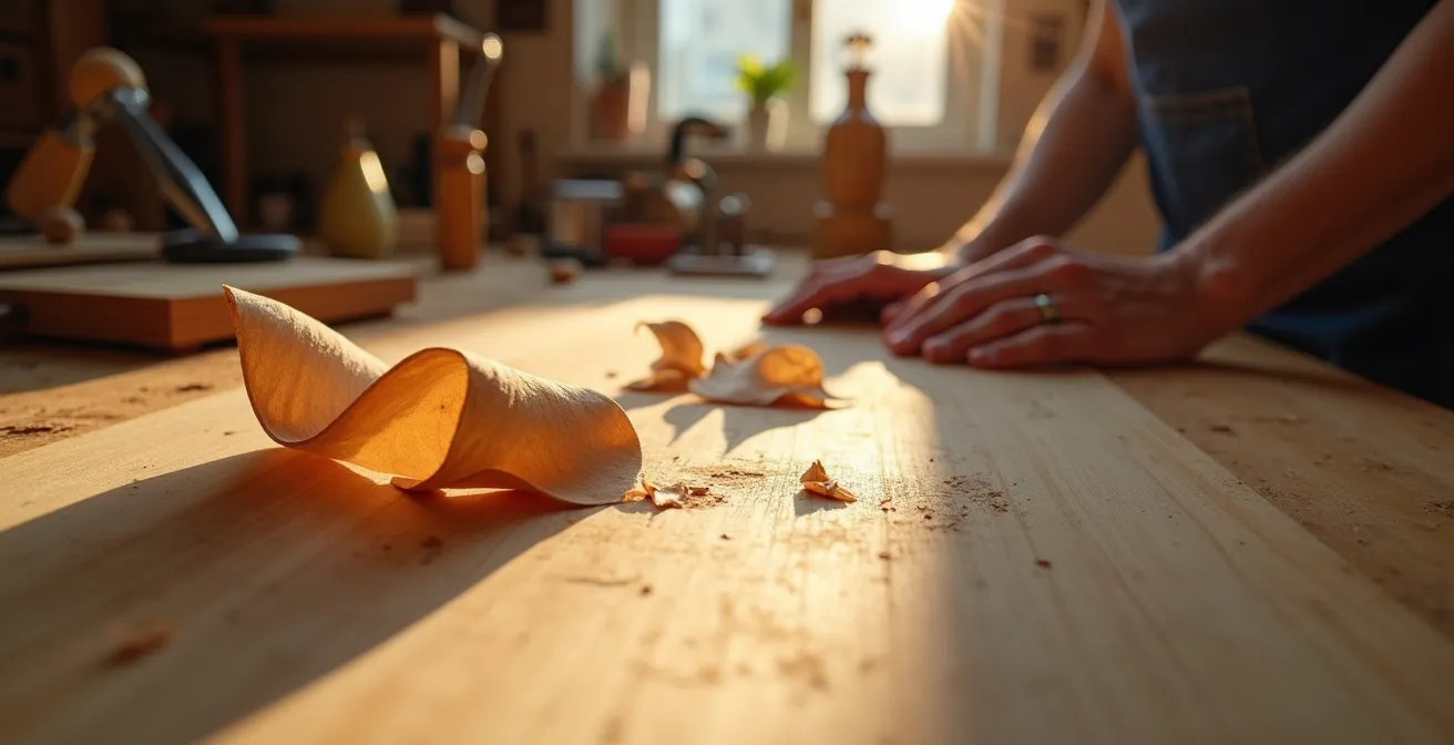 Symbolische compositie van houtbewerking als tegenwicht voor digitaal werk