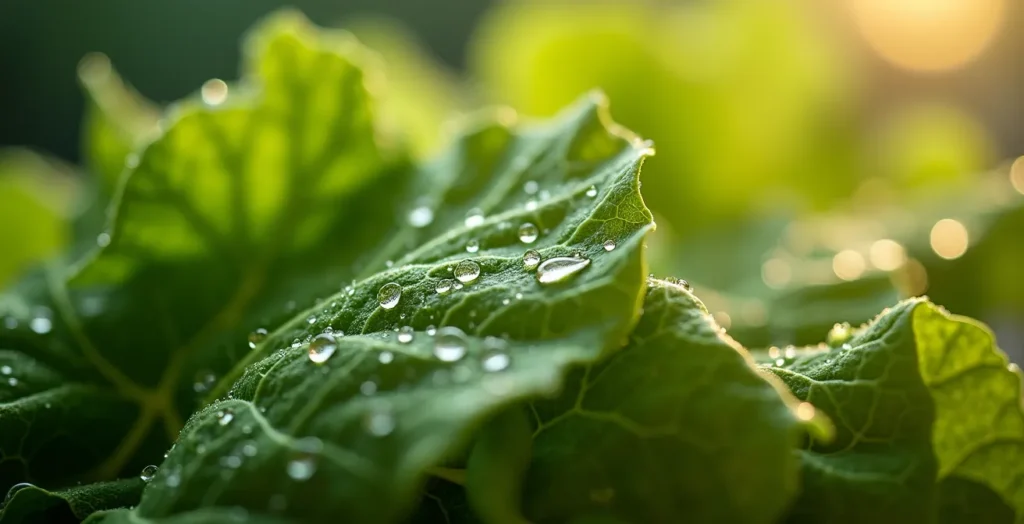 Macro-opname van verse groenten met natuurlijke dauwdruppels en crispy textuur